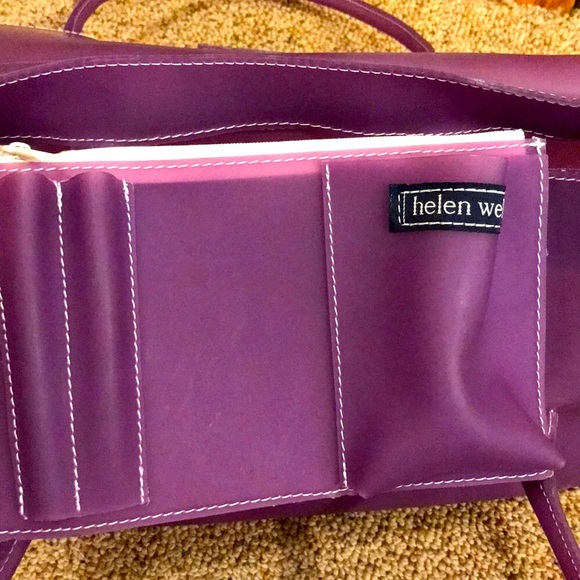 Helen Welsh Italy large purple vegan purse sheer turnlock satchel & wallet VGUC - Picture 10 of 12